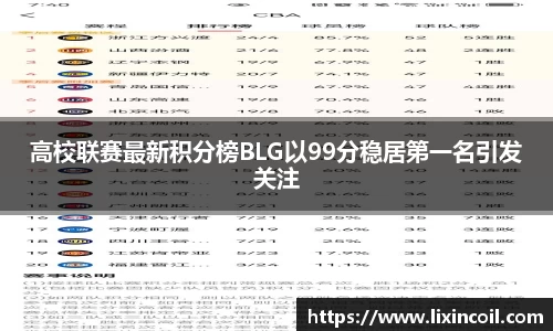 高校联赛最新积分榜BLG以99分稳居第一名引发关注