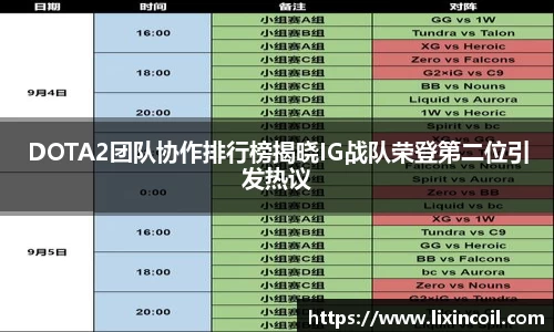 DOTA2团队协作排行榜揭晓IG战队荣登第二位引发热议